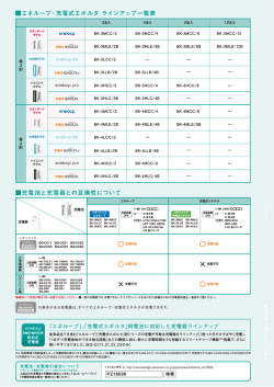 エネループ・充電式エボルタ ラインアップ一覧表 充電池と