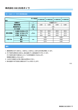 【K－CGE シリーズガス焚き要目表】 備考