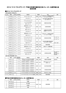 2014/2015 V・プレミアリーグ 試合日程