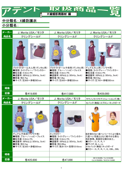 中分類名： 小分類名： X線防護衣