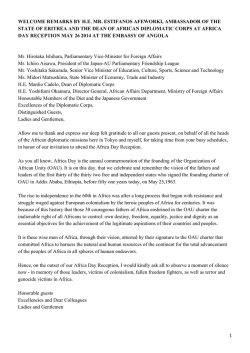 May 26 2014 Remark at Africa Day Reception 2014