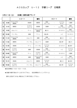 ACGカップ U－12 予選リーグ 日程表