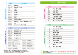リモコン選局早見表（チャンネル一覧）はこちら