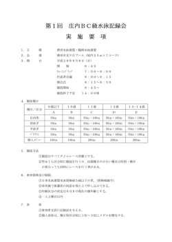 第1回 庄内BC級水泳記録会 実 施 要 項