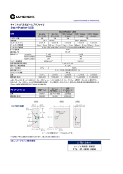 BeamMaster-USBの製品仕様表
