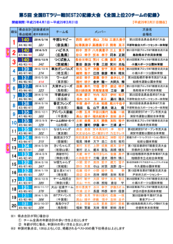 2013年度最終ランキング - 全日本 BTラリー戦ベスト 20