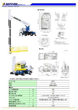 タダノ BT-110 橋梁点検車 諸元 デッキ積載荷重 kg 200 最大地下深さ m