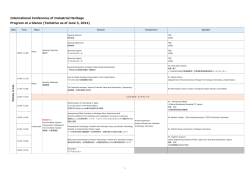 Tentative as of June 3, 2014