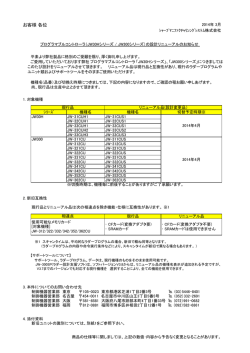 一部製品「設計リニューアル（2014.04）」 JW30Hシリーズ