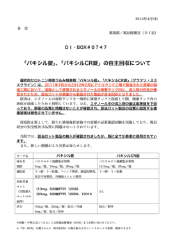 「パキシル錠」、「パキシルCR錠」の自主回収について