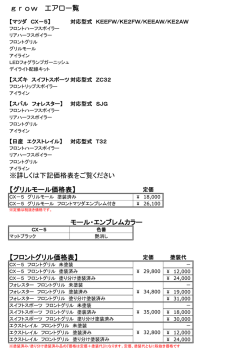 grow エアロ一覧 ※詳しくは下記価格表をご覧ください 【グリルモール