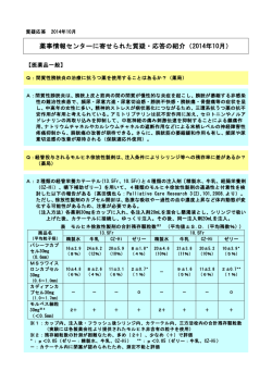 薬事情報センターに寄せられた質疑・応答の紹介（2014年10月）