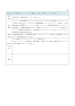 科目名 CG演習 B（フォトショップ） 開講期 半期 単位数 2 配当学年 1