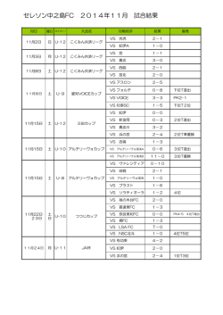 2014年11月試合結果等