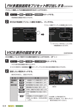 FM多重放送局をプリセット呼び出しする VICS表示の設定を