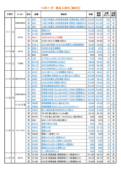 14年11月 商品入荷のご案内①
