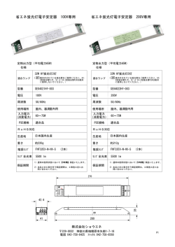 省エネ蛍光灯電子安定器 100V専用 省エネ蛍光灯電子安定器 200V専用