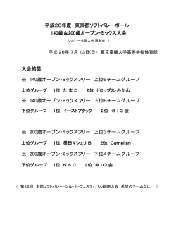 平成26年度 東京都ソフトバレーボール 140歳＆200歳オープン・ミックス