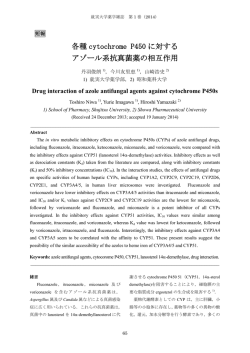 各種 cytochrome P450 に対する アゾール系抗真菌薬の相互作用