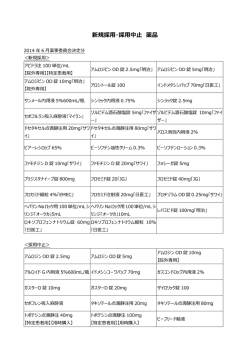 新規採用・採用中止 薬品