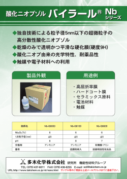 高硬度・高屈折率酸化ニオブゾル