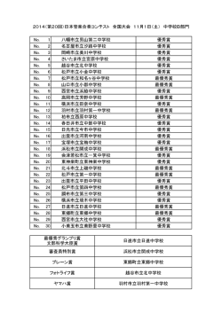 No. 1 八幡市立男山第二中学校 優秀賞 No. 2 名古屋市立汐路中学校