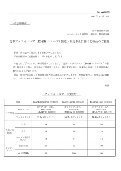 分割フェライトコア（E04SS シリーズ）製造・販売中止に伴う