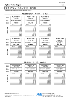 PLキャリブレーションキット 価格表