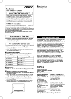 INSTRUCTION SHEET - Omron Industrial Automation India