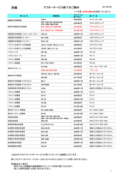 アフターサービス終了対象商品のご案内PDF
