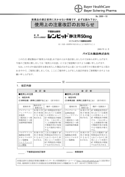 使用上の注意改訂のお知らせ