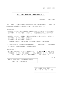 2014年2月の都市ガス販売量実績について
