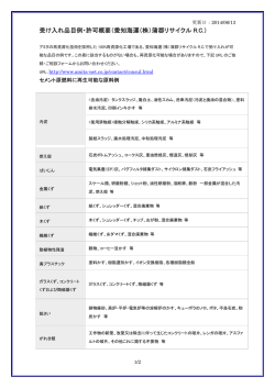 受け入れ品目例・許可概要（愛知海運（株）蒲郡リサイクル R.C.）
