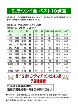 SLラウンド会 ベスト10発表