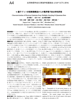 Si 量子ドット多重集積構造からの電界電子放出特性評価 応用物理学会
