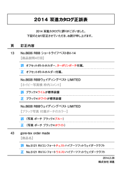 2014 双進カタログ正誤表