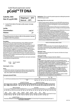 pCold&trade; TF DNA - Clontech Laboratories, Inc.