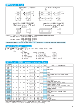 コマ（Tナット）T-nut TN サイズ コマ（Tナット）寸法表 Measurements of T