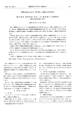 腎障害者 におけ るTE-031の 薬動力学的研究 瀧 井 昌 英 ・重 - J