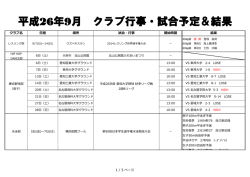 平成26年9月 クラブ行事・試合予定＆結果