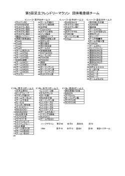 第5回足立フレンドリーマラソン 団体戦登録チームリスト