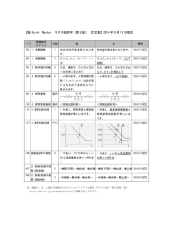 【新 Quick Master マクロ経済学［第3版］ 訂正表】2014 年 9 月 18 日現在