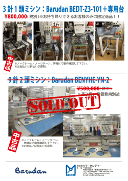 9針2頭ミシン：Barudan BENYHE-YN