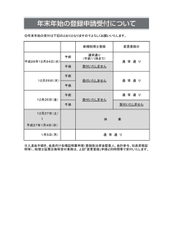 年末年始の受付について