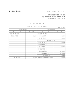 第1期決算公告 VJ ホールディングス株式会社 貸 借 対 照 表