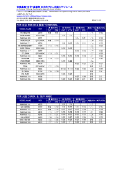 高雄・台中・基隆発LCL本船スケジュール