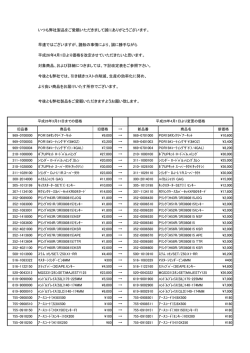 価格改定のお知らせがあります。