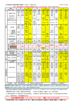 辻仲病院柏の葉診療担当医表（12月1～12月31日） 外 来 病 棟 手 術 内