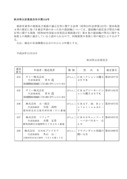 検定遊技機関する公示について（平成26年12月24日）