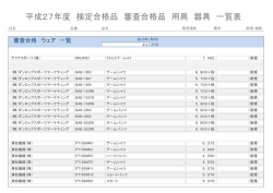 平成27年度 検定合格品 審査合格品 用具 器具 一覧表